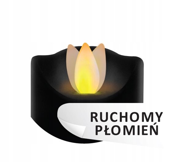 ŚWIECZKA LED WKŁAD ŚWIECA NA BATERIE DO ZNICZA RUCHOMY PŁOMIEŃ 17CM CZARNA