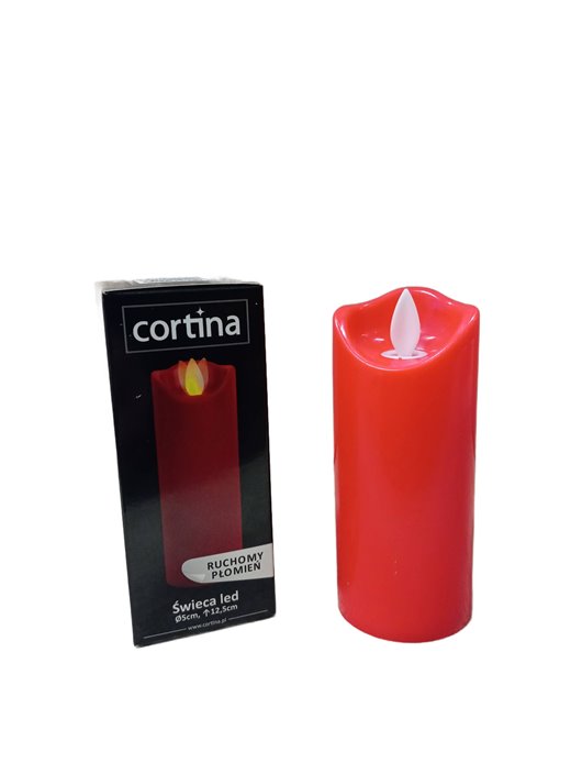 CORTINA RUCHOMY PŁOMIEŃ świeca led CZERWONA do zniczy 12,5/5CM 1SZT