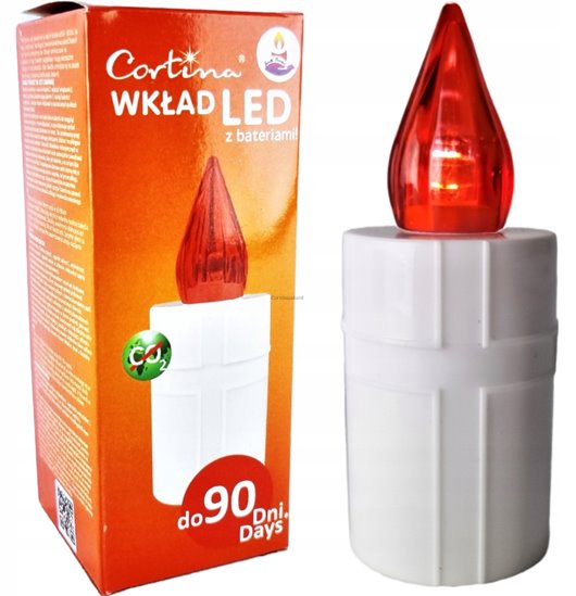 Wkład LED do zniczy Cortina czerwony 10,5cm