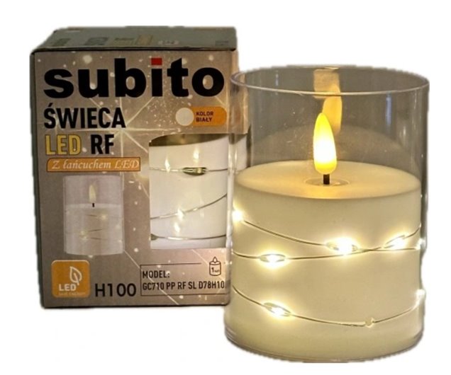 Świeca led drucik z efektem płomienia 10 cm / 7,8 cm Subito 365 biała