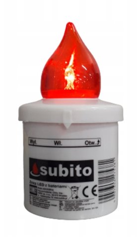 Wkład LED do zniczy Subito czerwony 10cm